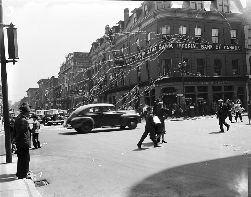 News of German Surrender Reaches London, May 7, 1945.