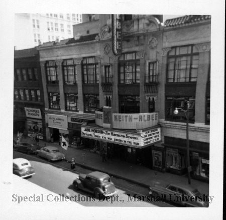 The exterior of the theater, circa 1950s