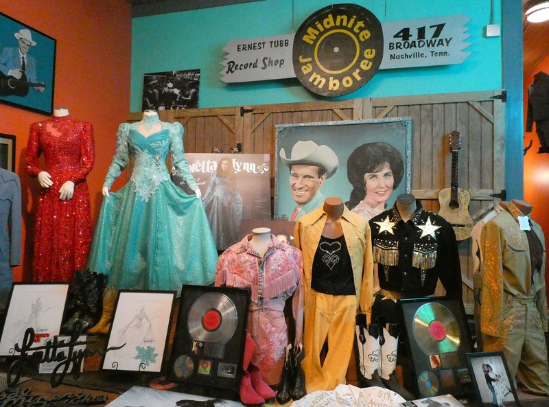 Display at the Ernest Tubb Record Shop Consisting of Loretta Lynn's Gowns and Other Country Western Outfits 