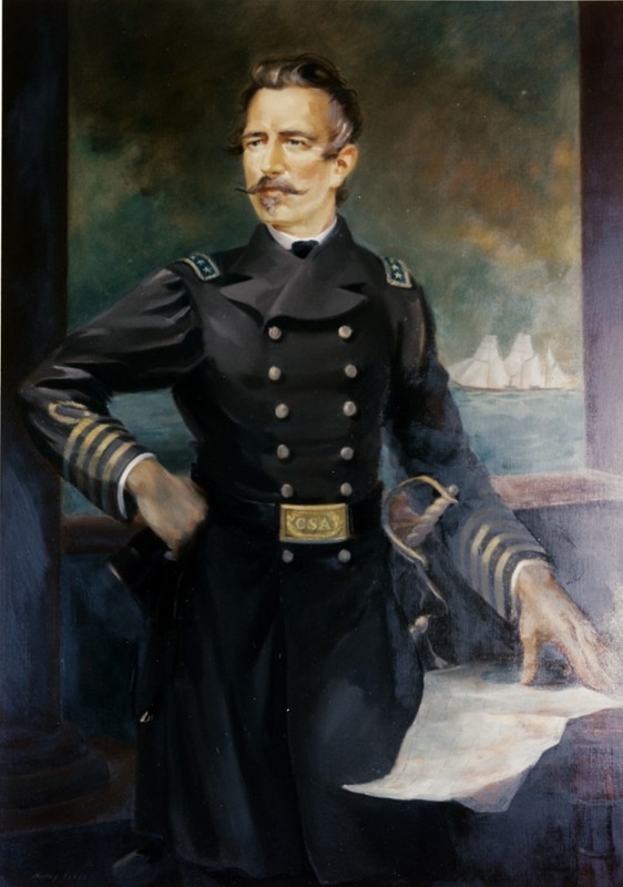 Portrait of Raphael Semmes in Confederate Navy uniform. Portrait is done by Maliby Sykes 