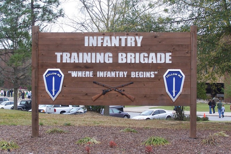 This sign states that this is where training for the infantry starts.