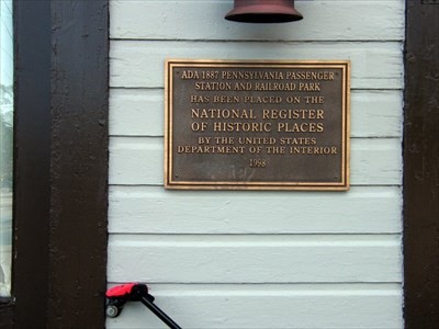 Plaque found at Ada Pennsylvania Station and Railroad Park