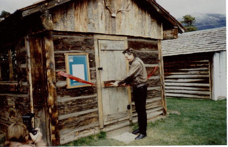 The ribbon-cutting ceremony for the Trapper's Cabin at the Frisco Historic Park & Museum. Circa 1993.