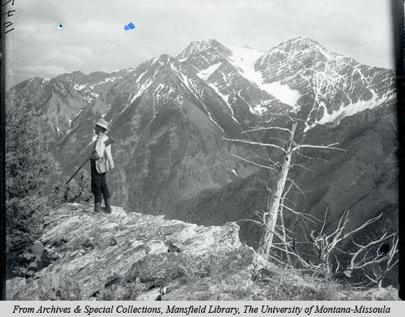 Morton John Elrod in the Mission Mountains, 1905, during one of his expeditions 