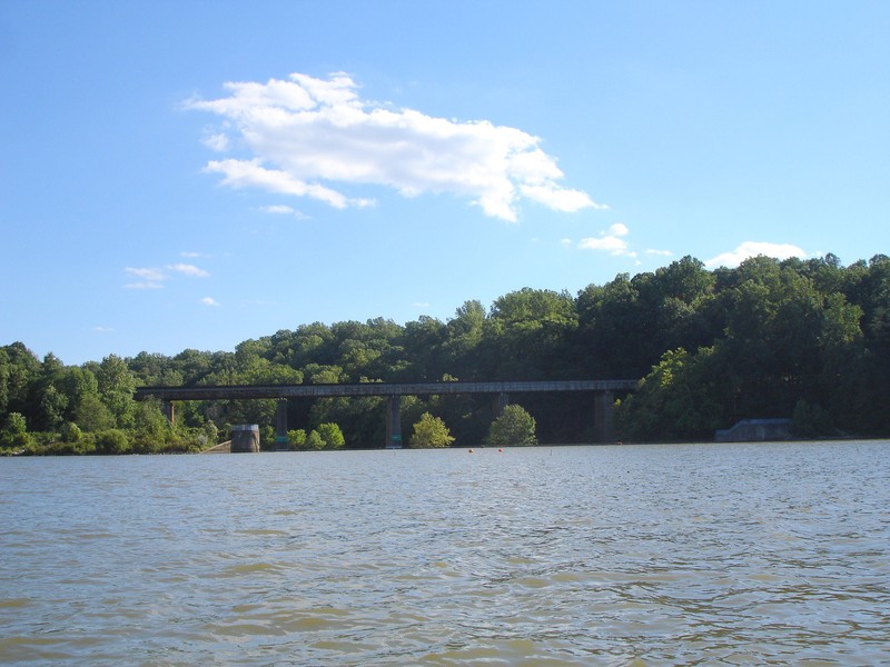 Lake Accotink, the dam, and the modern bridge