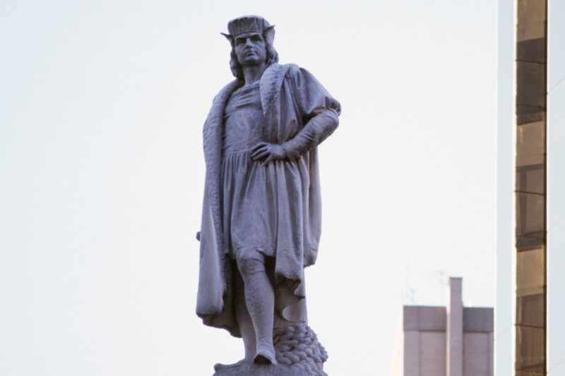 View of Columbus atop his 70-foot granite pedestal