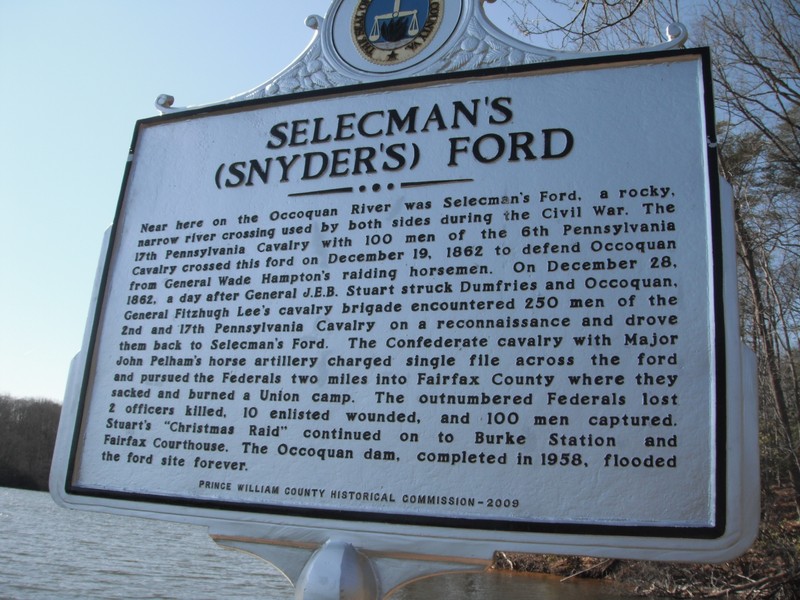 The Fairfax County-side Selecman's Ford marker (the marker on the Prince William County side is the same)