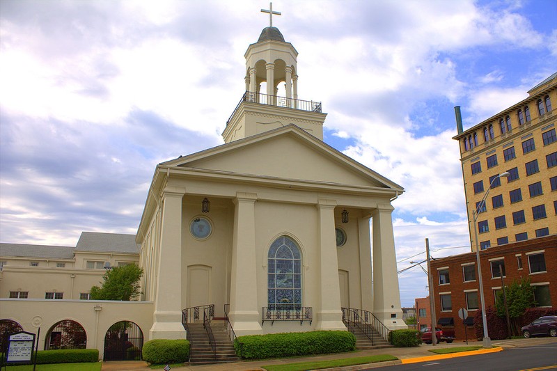 First Methodist Church was built in 1861 and is known for its monumental Greek Revival architecture and association with the Civil War.