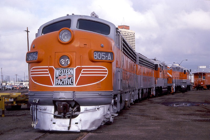 Photograph of a locomotive from the Western Pacific Railroad Museum.