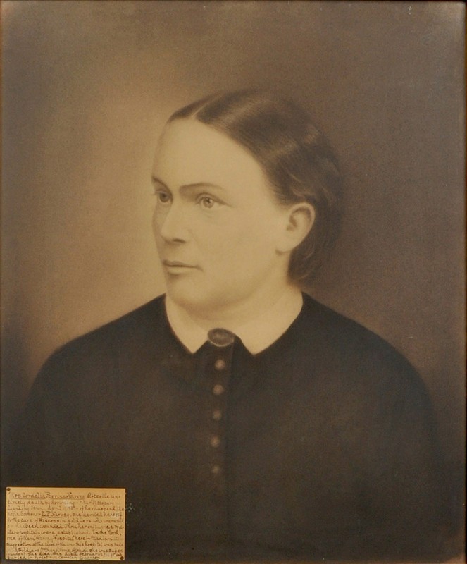 Portrait of Mrs. Cordelia Perrine Harvey, the wife of former Wisconsin Governor, Louis P. Harvey. 