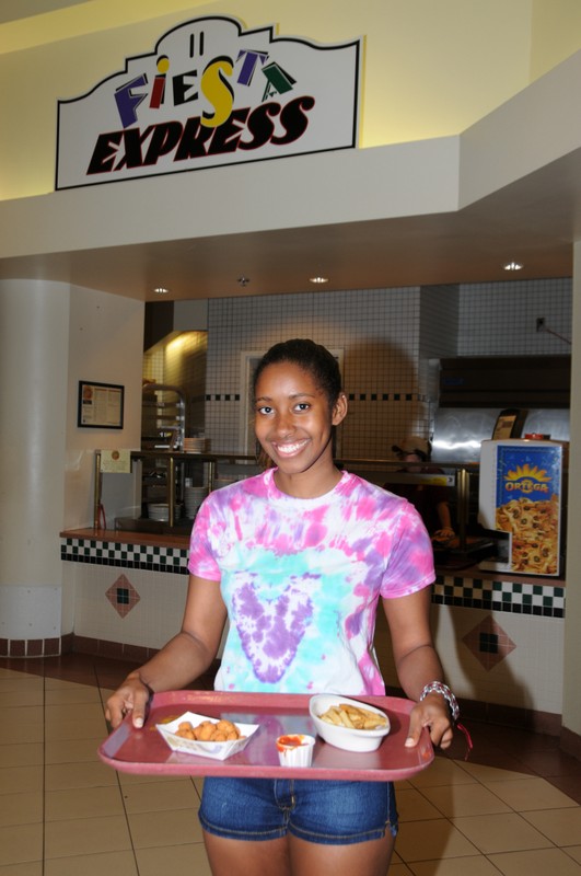 Student at Fiesta Express in the Dining Hall