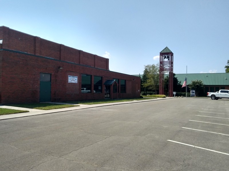 Front view of the site of the Charles M. Hall school.