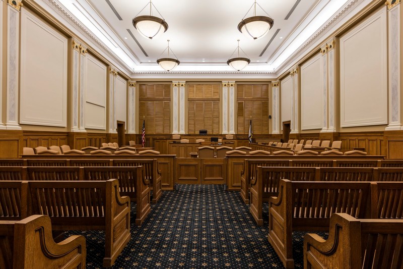 One of the building's courtrooms