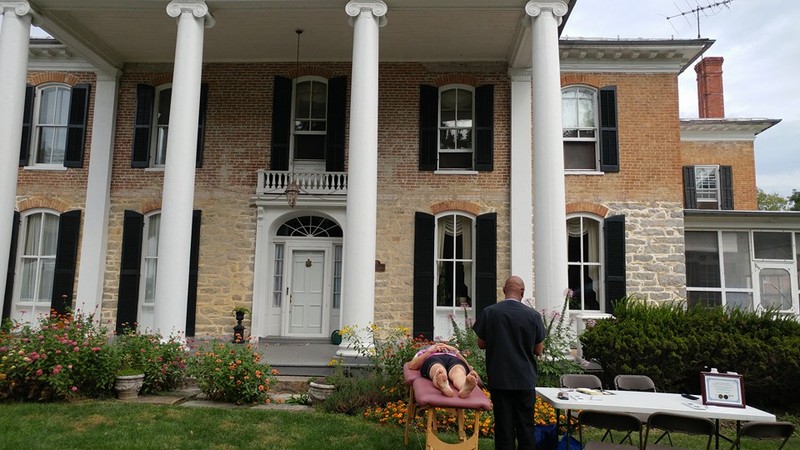 Photo from an event in 2016 showing the main entrance of the house