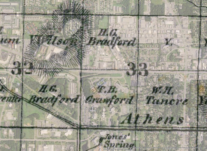 Madison County 1875 Plat Map Overlayed on Modern Map