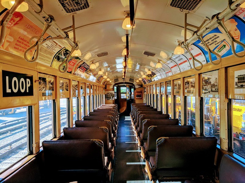 Inside one of the restored 1923 cars, now part of CTA's Heritage Fleet