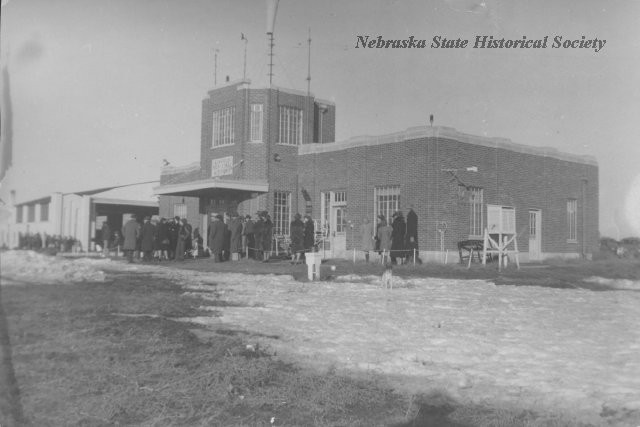 The first terminal building of Lincoln Municipal Airport in the art deco architectural style.