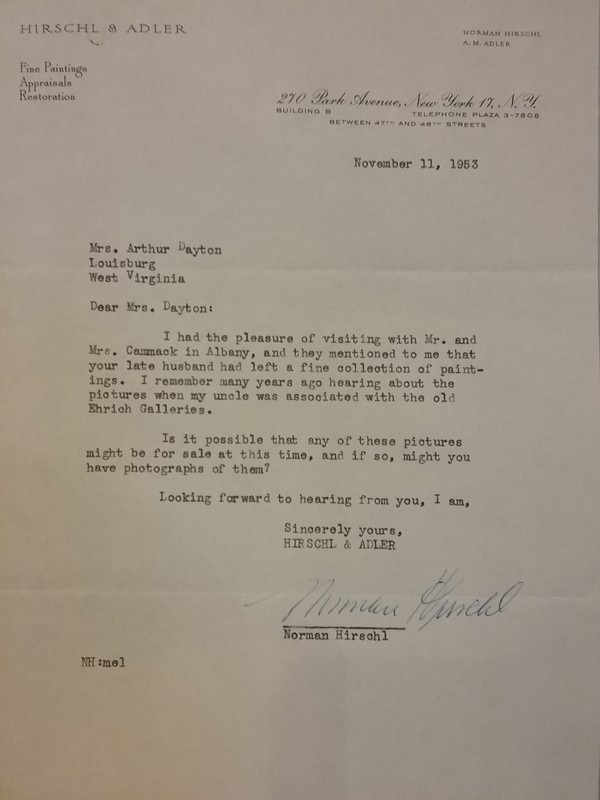 Daywood Collection Letter, 1953
