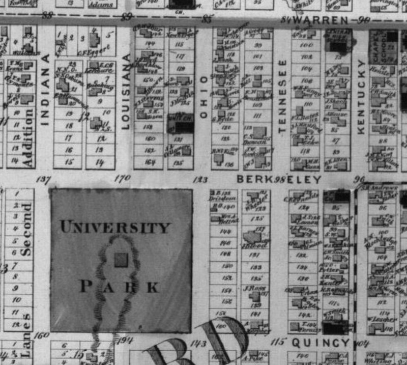 Duncan house neighborhood on 1873 Beers Atlas map of Douglas County, p. 33