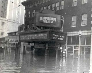 The theater entrance during the flood of 1937