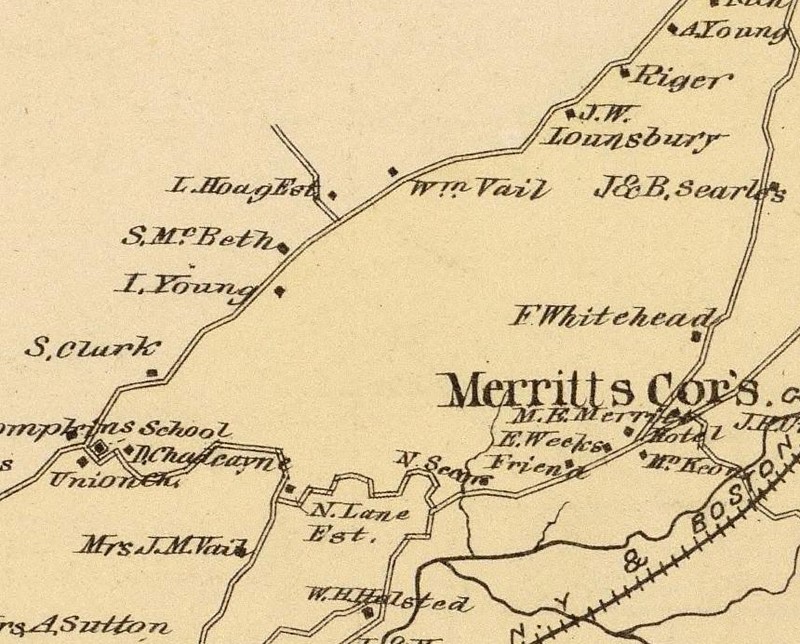 1881 Map of New Castle, showing the location of the house on Pinesbridge road.