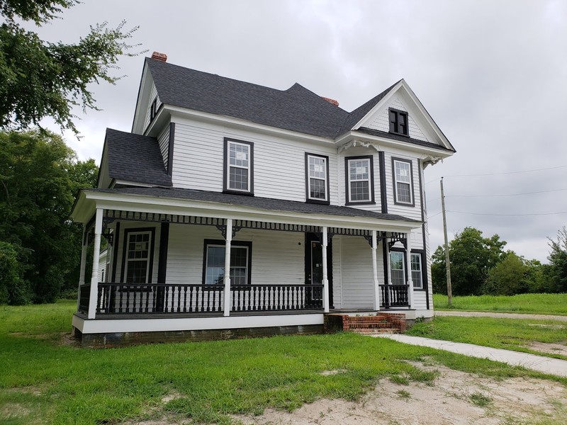 E.E. Smith House:Photograph taken in August 2018, showing the extent of renovation by the city of Fayetteville.