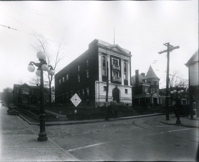 Undated photo of the Masonic Temple at left, and what is now the Rohr Chabad Jewish Center at right.