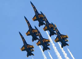 Blue Angels F/A-18's in tight formation