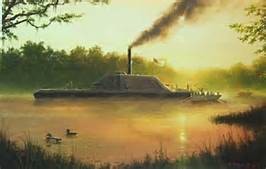 An artist's rendition of what the CSS Neuse looked like before it was scuttled in 1864.
