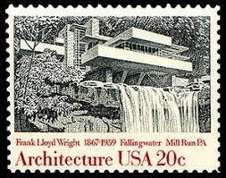 In 1982, the United States Postal Service issued stamps that focused on notable architectural works. The series, issued in Washington, DC, included Frank Lloyd Wright's Fallingwater. 