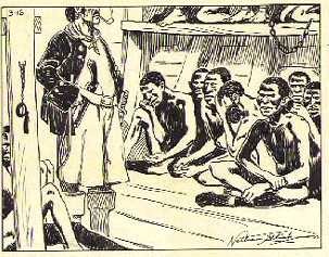 A drawing of slaves aboard the Africane.