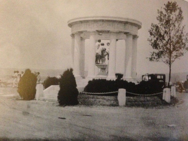 James Lewis Caldwell Memorial, formerly located atop Gobblers Nob, erected in 1926, demolished in 1945. 