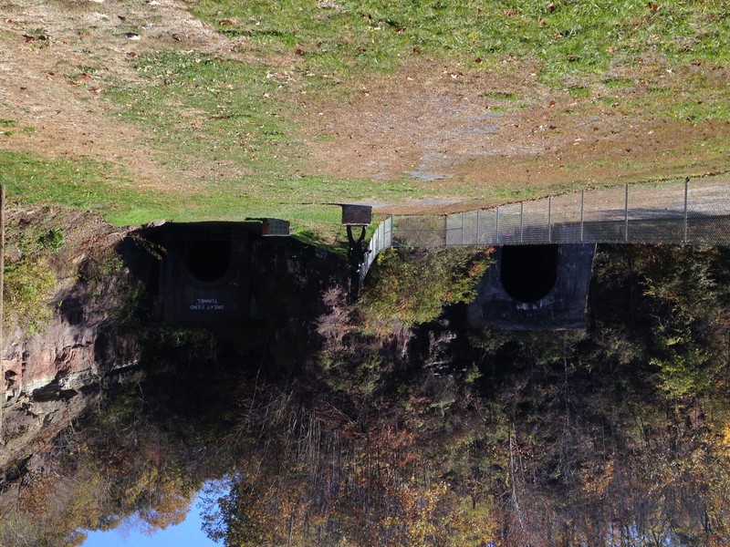 A comparison of the new Big Bend Tunnel (left) and the old. 