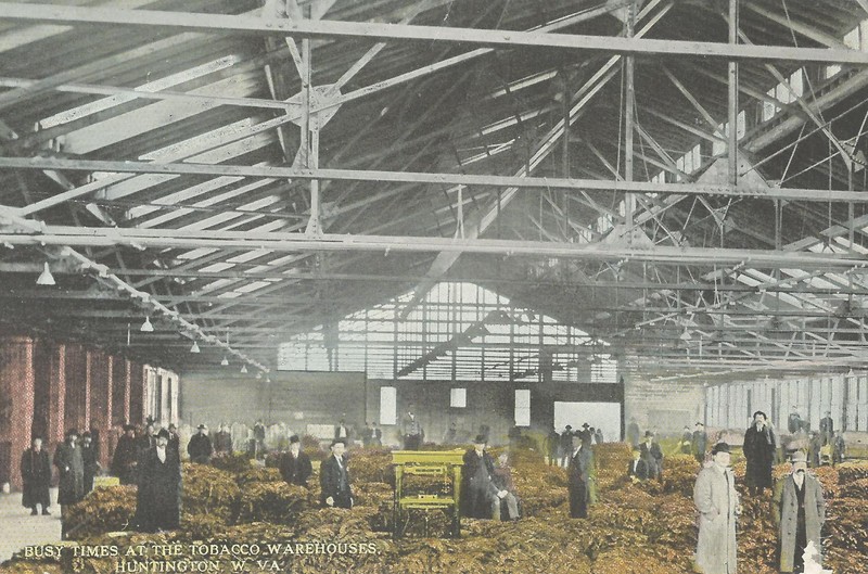 Postcard of the Huntington Tobacco Warehouse, 1914