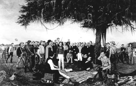 This picture shows the Surrender of Santa Anna's troops