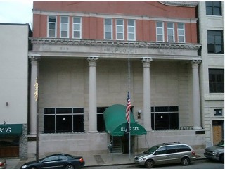 The front of the Elks Lodge. 