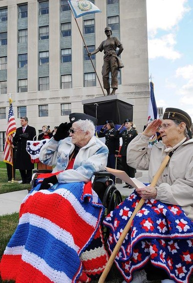 Female veterans of WWII at dedication ceremony.