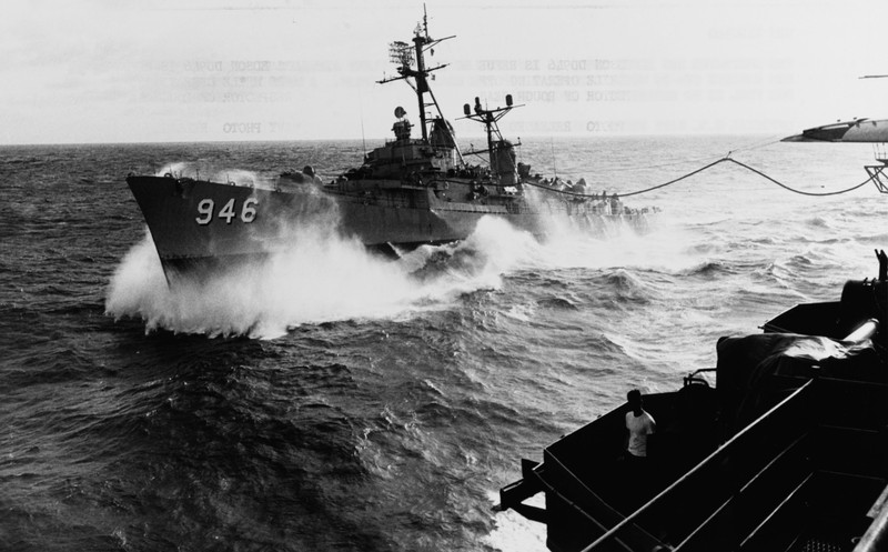 The Edson in heavy seas off the coast of Vietnam