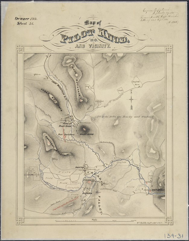 A contemporary map of Pilot Knob and the area.