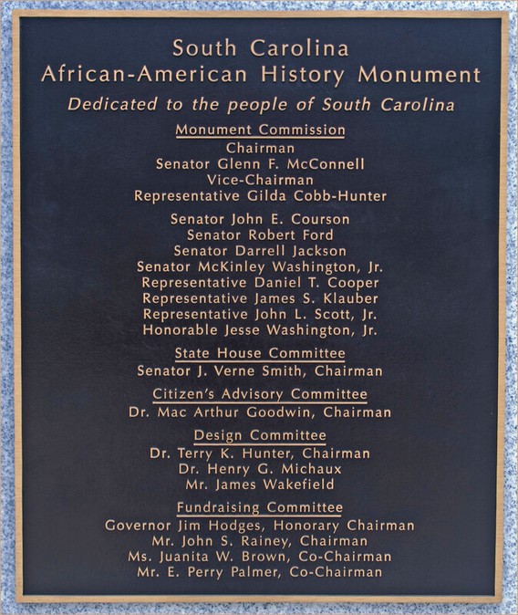 Plaque on the back of the monument.