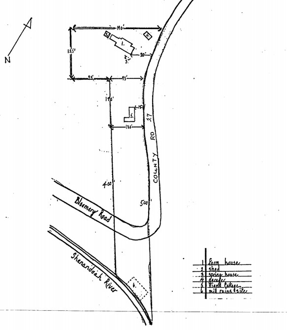 Sketch map of the Hopewell property and nearby mill site