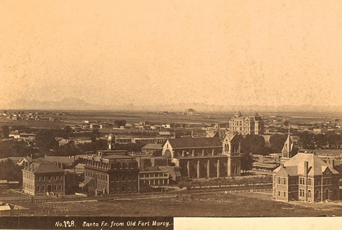 View of Santa Fe from Ft Marcy late 1800s