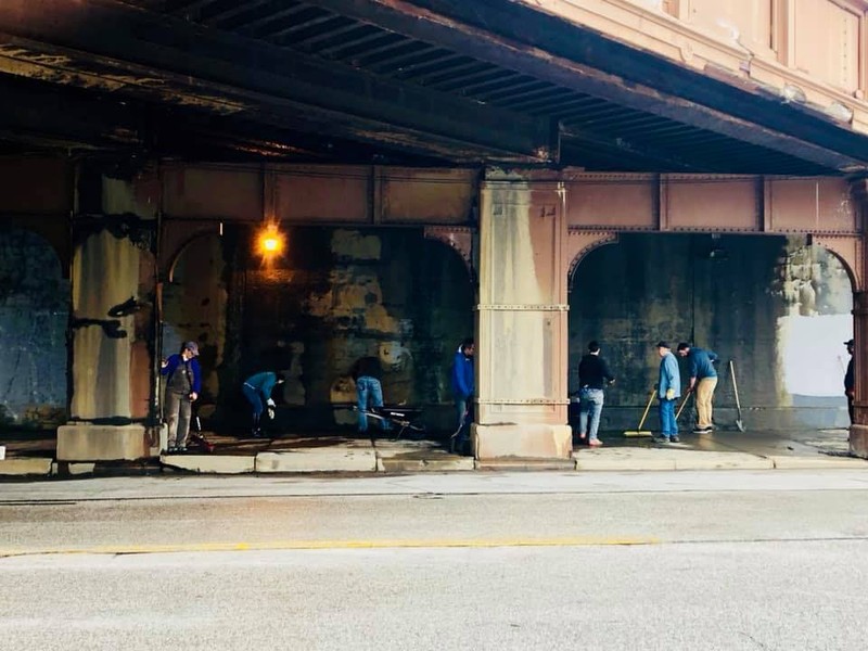 Friends of Lake Avenue Bridge cleanup May 4, 2019. 