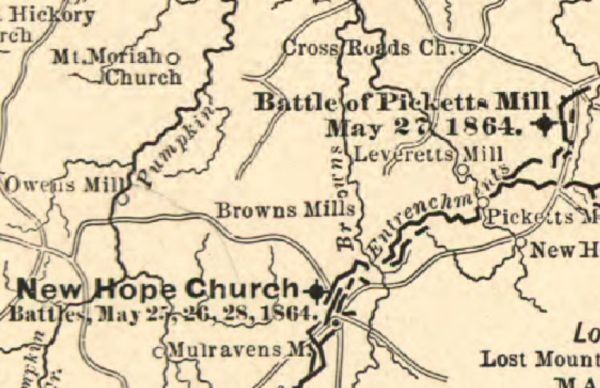 A Civil War map that mentions the Battle at Pickett's Mill. 