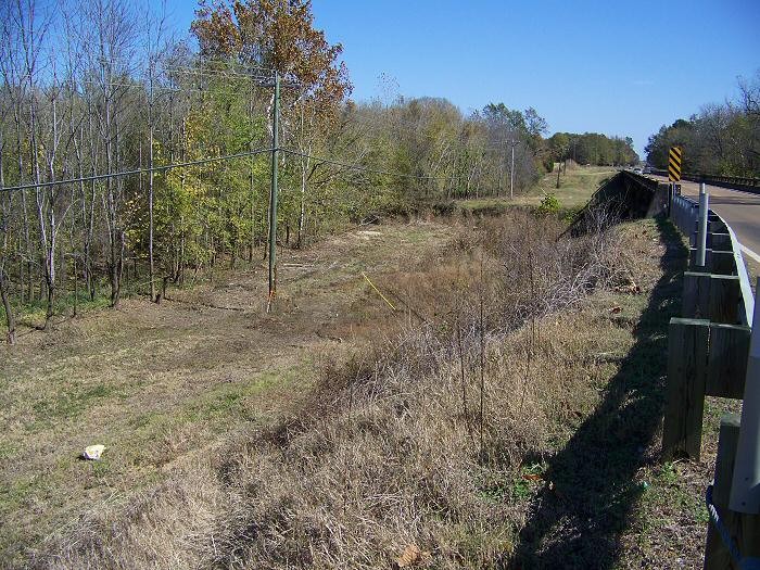 The modern bridge built on the site where the original once stood.