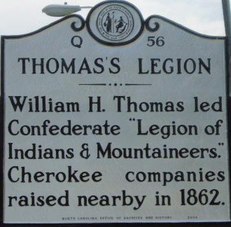 The marker commemorating the memory of William Thomas and his Legion of Native and White Confederates.