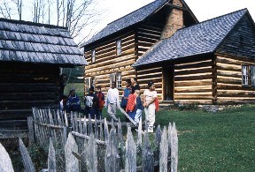 The Vance homestead was reconstructed around the original chimney and contain furnishings that are representative of the 1830s.