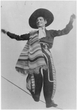 Pilar Garcia wowed audiences on the high wire in traditional Mexican charro dress.