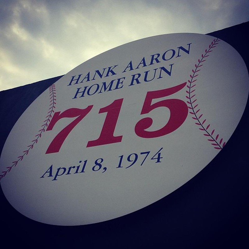 Hank Aaron after Hitting 715 HR Breaking Babe Ruth's record at Fulton  County Stadium in Atlanta GA on April 8th 1974