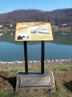 Old Bridge Historical marker erected by the St. Albans Historical Society in 2014